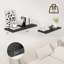 32" Floating Shelves for Wall, 12" Deep Slim Black Floating Shelves, Wall-Mounted Shelves for Bedroom, Living Room, Kitchen, Bathroom - Set of 2 by CozyNest Decor