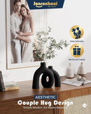Matte Black Vase Set - Hug Hollow Donut Aesthetic Ceramic Vases Home Decor, Modern Nordic Minimalist Decorative Vase for Table Centerpiece Bookshelf Office Entryway Console Fireplace (Black) by CozyNest Decor