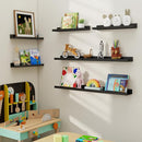 Axeman Picture Ledge Shelf, Floating Shelves for Wall Decor Storage Set of 6, 55 inch Floating Wall Mounted Shelves, Wall Shelves with Lip for Living Room, Bedroom, Nursery, Bathroom, Kitchen, Black by TinyTreasures Baby Boutique