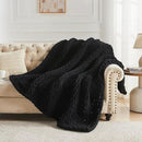 Carriediosa Chunky Knit Throw Blanket 60" X 80" Twin, 100% Hand Made Large Chenille Loop Yarn Soft Fluffy Throws for Couch Sofa Bed, Big Crochet Cozy Heavy Thick Cable Woven Blankets, Black by CozyNest Decor