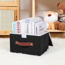 ANMINY Storage Bin with Lid Storage Boxes with PU Leather Handles PP Plastic Board Decorative Foldable Lidded Cotton Linen Fabric Home Cubes Baskets Closet Organizer Container - Black, Small Size by TinyTreasures Baby Boutique