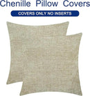CaliTime Throw Pillow Covers Decorative 20 X 20 Inches Pack of 2 Cozy Chenille Cushion Cases for Couch Sofa Bed Living Room Home Light Taupe by CozyNest Decor