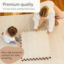 Lillefolk Baby Foam Play Mat - Baby Playmat | Tiles Interlocking Mat - Foam Baby Mat for Babies & Toddlers - Non Toxic Play Mat for Baby Tummy Time Mat Super Luxe Size 8x8 ft (16 Tiles), Beige by TinyTreasures Baby Boutique