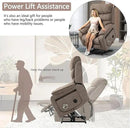 Power Lift Recliner Chair for Adults Elderly Lay Flat Velvet Recliners with Massage Heating, Extended Footrest, Wireless Charging Device, USB Ports, Cup Holder, Lumbar Pillow by CozyNest Decor