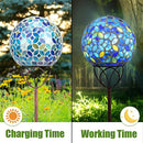 VCUTEKA Solar Outdoor Lights Garden Decor Mosaic Solar Garden Lights Waterproof Glass Ball LED Pathway Stake Light for Landscape Lawn Patio Yard Decoration 6 inch, Blue by GreenHaven Gardens