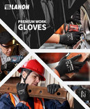 LANON Safety Work Gloves for Men and Women, 18 Pairs Mechanic Black Working Gloves with Grip Odorless PU Coated, Seamless Knit, Full Fingertip Touchscreen for Light Duty Working Gloves, X-Large by GreenHaven Gardens
