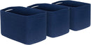 MINTWOOD Design 3-Pack Decorative Woven Storage Baskets for Shelves, Cube Bin Box for Organizing Books, Shoes, Dog Toys, Pantry Closet and Living Room Organizer, Navy Blue by TinyTreasures Baby Boutique