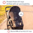 Stroller Sun Shade - Universal UV Protection Cover for Strollers Sunshade with See Through, Clip-On Sun Blocker, Sun Shield for Baby, Breathable Adjustable Fit, Full Coverage, L Black by TinyTreasures Baby Boutique