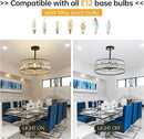 16” 4-Light Modern Crystal Chandeliers Black Dinning Room Light Fixture with Two Rods, Round Pendant Light Kitchen Island Chandelier, Flush Mount Ceiling Light for Living Room Entryway by CozyNest Decor