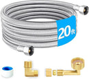 Dishwasher Installation Kit - 20 FT Premium Stainless Steel Braided Dishwasher Hose kit,Food Grade PEX Inner Tube Dishwasher Water Supply Line with 3/8"x3/8"MIP Elbow,3/8"x 3/4" FHT Elbow by CozyNest Decor