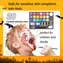 Maydear Face Painting Kit for Kids - 20 Colors Water Based Makeup Palette with Stencils, Glitters, Rainbow Split Cake, Hair Dye Clips, for Parties, Halloween, Safe Professional Body & Face Paint Kit by TinyTreasures Baby Boutique
