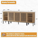 Farmhouse TV Stand for TVs up to 85 Inch, Entertainment Center TV Console with Storage Cabinets and Glass Doors, Media Console for Living Room,Oak by CozyNest Decor