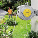 BLUBERY 130+6.7ft x 1/2" Retractable Garden Hose Reel, 40.8LB Super Heavy Duty, Any Length Lock, Slow Return System, Wide Handle, Wall Mounted and 180° Swivel Bracket, GHR02A by GreenHaven Gardens