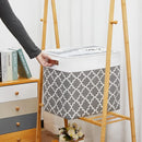 DULLEMELO Storage Baskets Large 17"x12"x15" Foldable Rectangular Storage Bins Baskets for Organizing [2 Pack] Fabric Nursery Storage Baskets for Home,Office,Closet,Clothes,Toys (White&Lattice Grey) by TinyTreasures Baby Boutique