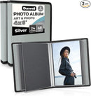 Dunwell Small Photo Album 4x6 with Black Mounting Paper (2-Pack, Silver), 4 x 6 Photo & Art Portfolio Presentation Book, Each Shows 48 Pages, Professional Mini Picture Book for Artwork, Postcards by TinyTreasures Baby Boutique
