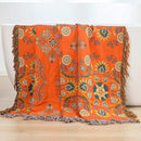 Throw Blanket for Couch Bed Chair,100% Cotton Soft Lightweight Blanket Rustic Quilt -Orange Floral Printed Farmhouse Decor Bed All Season Blankets,90"×98" by CozyNest Decor
