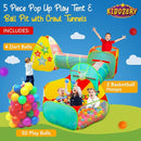 5pc Kids Play Tent for Toddlers with Ball Pit, Crawl Tunnel, Indoor & Outdoor Playhouse, Jungle Gym, Toys for Boys & Girls, Includes Dart Balls, Teepee & Basketball Hoops, (with 50 Balls) by TinyTreasures Baby Boutique