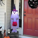 37" Cute Front Porch Light Up Halloween Ghost Décor, Kids Standing Trick or Treat Indoor and Outdoor Decorations-Star Moon by CozyNest Decor