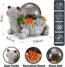 Solar Turtle Garden Statue Lights for Outdoor Decor with Cracked Glass LED Figurine Lighting Resin Succulent Tortoise Decorations Patio Lawn Yard Housewarming Mom Gifts (Grey, Large) by GreenHaven Gardens