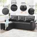 Naomi Home Modern Sectional Sofa with Storage Chaise Black/Air Leather by CozyNest Decor