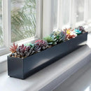 DR&Co Modern Grey Rectangle Planter Box, 16" Metal Planter Perfect for Succulent, Narrow Box for Table or Window Sill, Rectangular Stainless Steel Long by GreenHaven Gardens