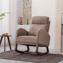 Dolonm Nursery Rocking Chair for Living Room, Upholstered Mid-Century Modern Nursery Rocking Armchair Tall Back Accent Glider Rocker, Camel by TinyTreasures Baby Boutique