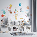 Hot Air Balloon Wall Decals by Lipastick - Peel and Stick Animal Stickers Raccoon, Fox, Koala, Panda for Kids Room, Nursery, Playroom, Bedroom - Playroom Wall Decals for Boys, Girls, Babies - M Size by TinyTreasures Baby Boutique