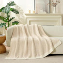 Snuggle Sac Cream Waffle Throw Blanket for Couch Bed Sofa 50x60 inches, Reversible Beige Blanket Microfiber Fluffy Fuzzy Cozy Knit Soft Throws for Women Mothers Birthday Gifts by CozyNest Decor