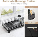 BOOSINY Stainless Steel Dish Drainers Drying Rack for Kitchen Counter with Automatic Drainage, 1 Tier Rust Proof Metal, Space Saving, Modern Aesthetic, Compact Plates Strainers,Gray by CozyNest Decor