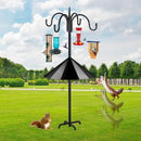 FEED GARDEN 92 Inch Adjustable Shepherd Hooks with Squirrel Baffles Heavy Duty Garden Hooks 5-Prong Base Bird Feeder Pole with Four Hooks for Hanging Plant Baskets Solar Lights Lanterns by GreenHaven Gardens