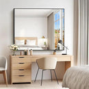 40x48inch Black Bathroom Mirror, Black Rectangle Mirror with Frame, Large Rectangular Wall Mirrors for Bathroom, Living Room, Hair Salon, Big Farmhouse Mirror Hang Horizontal/Vertical by CozyNest Decor