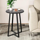 Round End Table, Small Side Table Grey Color MDF Top, Metal Frame Black, Tall End Side Table for Bed Room, Coffee Tea End Table for Living Room(Round Grey) by CozyNest Decor