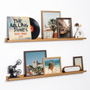 Fun Memories Picture Ledge Shelf, 48 Inch Floating Shelves Set of 2, Large Nursery Book Shelves for Toys Storage, Kids Bookshelf Wall Mounted for Wall Decor Books Photo Frames, Oak by TinyTreasures Baby Boutique