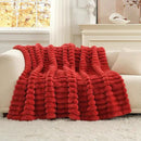 Cozy Bliss Faux Fur Throw Blanket for Couch, Cozy Warm Plush Striped Blanket for Sofa Bedroom Living Room,50 * 60 Inches Cardinal Red by CozyNest Decor