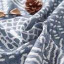 jinchan Boho 100% Cotton Muslin Blanket 3-Layer Queen Size 80x90 Inches Geometric Blue Lightweight Reversible Soft Cozy Comfy Throw for Couch Sofa Bed Coverlet Quilt Large Blanket Bedroom All Seasons by CozyNest Decor