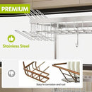 2 Tier Extra Large Stainless Steel Expandable Over The Sink Dish Drainer Drying Rack, Rust Proof Metal, Space Saving, Modern Silver Big Capacity Extendable Plate Strainers Above Kitchen Counter by CozyNest Decor