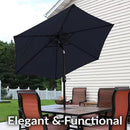 Sunnydaze Outdoor Patio Umbrella - Polyester Table Market Umbrella with Push-Button Tilt and Crank - 6 Sturdy Ribs - Blue - 7.5ft by GreenHaven Gardens