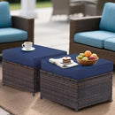 Outdoor Ottoman Rattan Footstool - Patio Ottomans with Removable Cushion, All-Weather PE Wicker & Steel Frame for Poolside, Garden Outdoor Furniture,23.6 x 21.7 x 17.8 inches, Brown by CozyNest Decor