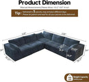 118" V Shaped Corner Modern Sofa Modular Sectional Cloud Couch,Deep Seat Upholstered Couches with Plush Corduroy Fabric for Living Room Furniture,Bedroom and Apartment,No Assembly Required,Blue by CozyNest Decor