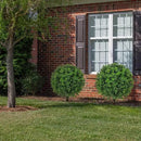 22" Artificial Boxwood Topiary Ball Trees with Ground Spike Set of 2 - UV Resistant Faux Green Shrubs & Bushes Potted Plants for Outdoor Indoor Front Porch Garden by GreenHaven Gardens