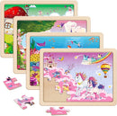 SYNARRY Large Unicorn Mermaid Princess Fairy Wooden Kids Puzzles 4 in 1 Gift Box(12.2 * 9.4 in) - FSC Certified, Wood Puzzles for Kids Ages 4-6, Toys Gifts for 3 4 5 Year Old Toddlers Girls by TinyTreasures Baby Boutique