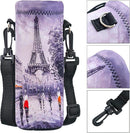 Neoprene Water Bottle Carrier Bag with Adjustable Shoulder Strap for Men Women Walking Hiking,Portable Insulated Holder Case for Stainless Steel/Glass/Plastic Bottles by TinyTreasures Baby Boutique