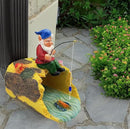 Gnome Fishing 3" x 4" Gutter Downspout Splash Block Decor, Outdoor Garden Animal Statue & Sculpture, Weather-Resistant Gutter Diverter Rain, Decorative Gutter Extension Downspout Ornament by GreenHaven Gardens