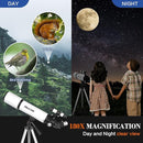 Telescope, Telescope for Adults High Powered, 80mm Aperture 600mm Portable Refractor Telescopes for Astronomy Beginners Fully Multi-Coated Optic High Transmission with Phone Adapter & Carry Bag by TinyTreasures Baby Boutique