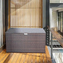 Super Patio Wicker Outdoor Patio Storage Box Waterproof, 120 Gallon Large Deck Box Rattan Storage Bin for Cushions, Garden Tools, Pool, Brown by CozyNest Decor