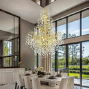 H65'' Gold Tree Branch Crystal High Ceilings Chandeliers, 27-Lights Modern K9 Crystal Staircase Chandeliers, D48'' Foyer Chandelier for High Ceiling, Luxury Large Living Room Chandelier by CozyNest Decor