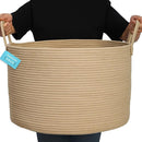 OrganiHaus Large Laundry Basket, Woven Cotton Rope Basket for Blankets, Toy Storage, Nursery Hamper, Living Room Decor Organizer, Soft & Durable Hamper with Handles, 20x13 inches - Honey by TinyTreasures Baby Boutique