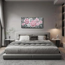 Large Pink Wall Art for Living Room- Pink and Black Peony Floral Canvas Wall Art Modern Framed Moody Black and White Wall Picture Flower Artwork Decor for Bedroom Dining Room Office 48x24 by CozyNest Decor