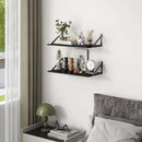 Deep Floating Shelves, 12 Inch Deep Floating Shelves for Wall, 24"W x 12"D Wall Shelves for Books, Rustic Black Wooden Shelves, Large Wide Display Shelf for Bathroom, Living Room, Bedroom, Set of 2 by CozyNest Decor
