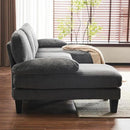 Karl home U-Shape Sectional Sofa Couch 111" Modern 4-Seat Sofa with Chaises Corduroy Fabric Upholstered Covertible Couch with Wood Grain Legs for Living Room, Reception Room, Apartment, Dark Gray by CozyNest Decor